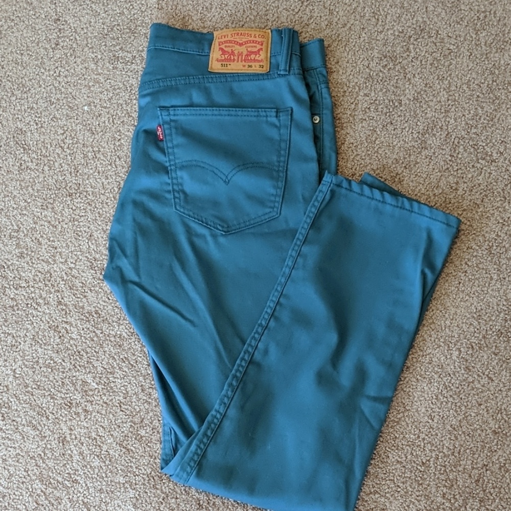 Levi's 511 cotton twill men 36x32 lake blue NWOT